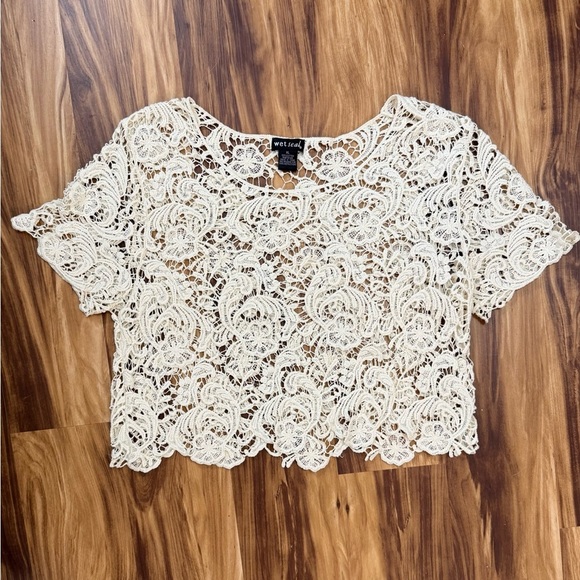 Vintage Wet Seal Paisley Crochet Crop Top - Picture 1 of 7